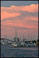 Port of Redwood and clouds at sunset. Redwood City,  California, USA ( color)