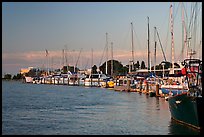 Yachts near Bair Islands, sunset. Redwood City,  California, USA