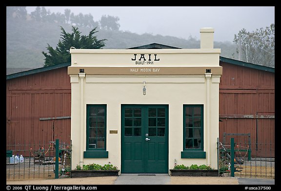 Tiny historic jail. Half Moon Bay, California, USA