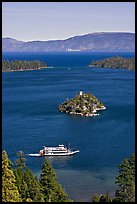 Paddle boat, Emerald Bay, Fannette Island, and Lake Tahoe, California. USA