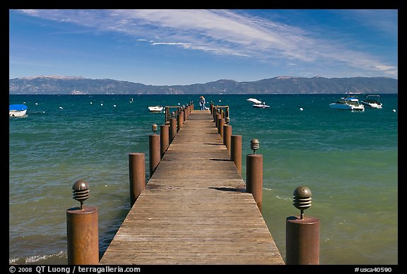 Wooden dock, West shore, Lake Tahoe, California. USA