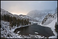 Ellery Lake with fresh snow, sunrise. California, USA ( color)