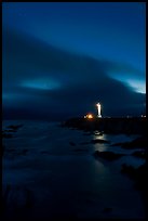 Point Arena Lighthouse and stary sky. California, USA (color)