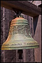 Bell with inscriptions in Cyrilic script, Fort Ross Historical State Park. Sonoma Coast, California, USA (color)