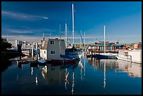 Alameda Houseboats and Oakland skyline. Oakland, California, USA ( color)