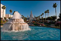 Fountain and Oakland mormon (LDS) temple. Oakland, California, USA ( color)