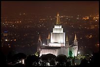 Church of Jesus Christ of LDS by night. Oakland, California, USA (color)