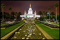Oakland Mormon temple and grounds by night. Oakland, California, USA ( color)