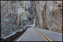 Road through vertical canyon walls. Giant Sequoia National Monument, Sequoia National Forest, California, USA ( color)