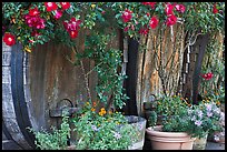Barells and flowers, Savannah-Chanelle Vineyards, Santa Cruz Mountains. California, USA ( color)