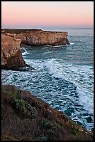 Wave and sea  cliffs at sunset, Wilder Ranch State Park. California, USA (color)