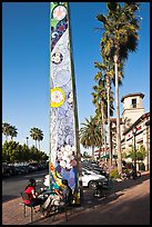 Decorated obelisk in shopping mall, Sunnyvale. California, USA ( color)