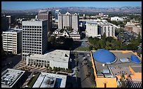 Aerial view of Tech Museum and Plaza de Cesar Chavez. San Jose, California, USA ( color)