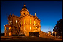 Placer County Courthouse at dusk with crescent moon, Auburn. Califoxrnia, USA ( color)