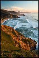 Coastline, Grey Whale Cove, and Montara, sunset. San Mateo County, California, USA ( color)