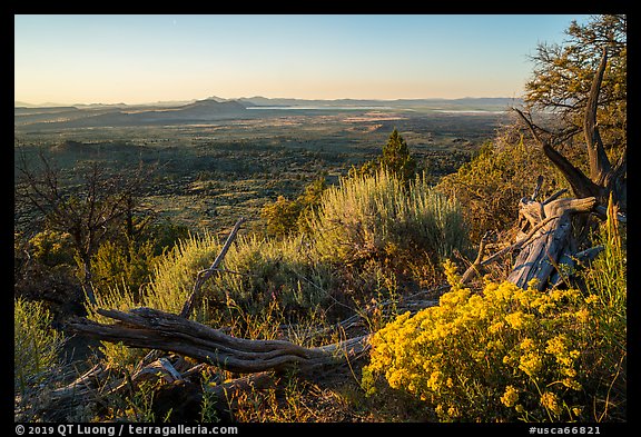 View from Schonchin Butte, sunset. Lava Beds National Monument, California, USA (color)