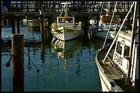 Fishing boats  anchored in  Fisherman's Wharf. San Francisco, California, USA