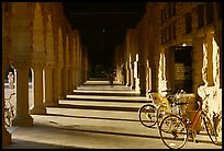 Hallway and bicycles. Stanford University, California, USA (color)