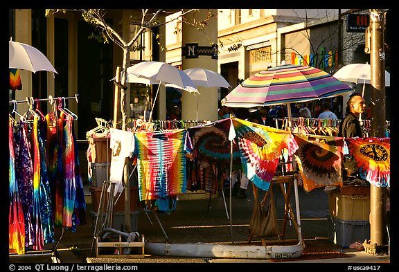 Colorful Tye die T-shirts for sale on Telegraph Avenue. Berkeley, California, USA (color)