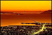 Bay and Golden Gate at sunset from the Berkeley Hills. Berkeley, California, USA ( color)