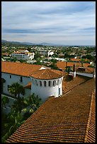 Rooftop of the courthouse with red tiles. Santa Barbara, California, USA (color)