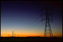Power lines at sunset, San Joaquin Valley. California, USA