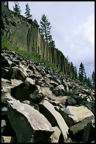 Blocks and columns of basalt, Devils Postpile National Monument. California, USA ( color)