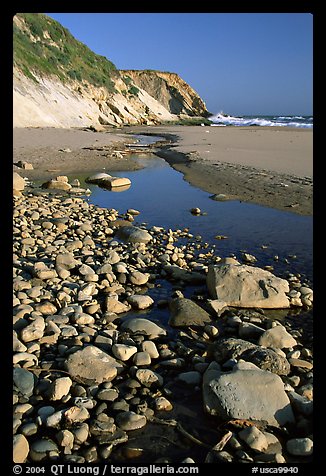 Pebbles, pool, and beach near Fort Bragg. California, USA