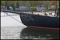 LA Dunton schooner and houses across the Mystic River. Mystic, Connecticut, USA ( color)