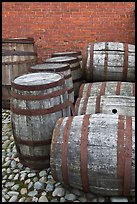 Barrels outside public stores, Salem Maritime National Historic Site. Salem, Massachussets, USA ( color)