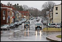 Main street in the rain, Concord. Massachussets, USA (color)