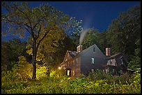 Orchard House at night with smoking chimney, Concord. Massachussets, USA ( color)