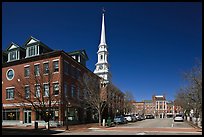 Downtown view with street and church. Portsmouth, New Hampshire, USA ( color)