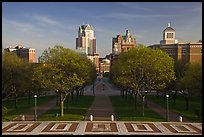 Gardens of State House and downtown high-rise buildings. Providence, Rhode Island, USA ( color)