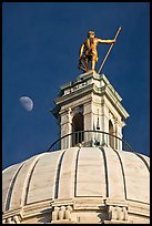 Moon, Dome and gold-covered bronze statue of Independent Man. Providence, Rhode Island, USA ( color)