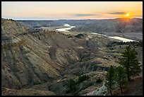 Sunrise over badlands. Upper Missouri River Breaks National Monument, Montana, USA ( color)