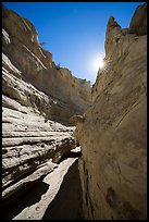 Neat Coulee slot canyon with sun star. Upper Missouri River Breaks National Monument, Montana, USA ( color)