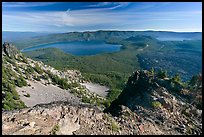 Newberry Caldera area from Paulina Peak. Newberry Volcanic National Monument, Oregon, USA (color)
