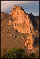 Ryolite outcrop at sunset. Smith Rock State Park, Oregon, USA ( color)
