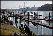 Boats along Siuslaw River, Florence. Oregon, USA