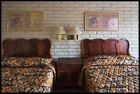Beds in motel room, Cave Junction. Oregon, USA (color)
