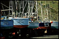Boats on the deck in Port Orford. Oregon, USA