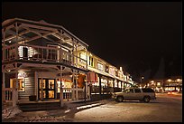 Town square stores by night. Jackson, Wyoming, USA (color)