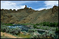 Shoshone River and rock Chimneys, Shoshone National Forest. Wyoming, USA (color)