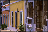 Row of houses painted in bright colors. San Juan, Puerto Rico (color)