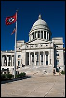 Arkansas Capitol with woman carrying briefcase. Little Rock, Arkansas, USA