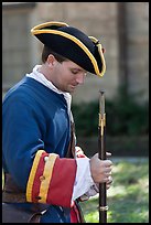 Period dressed Spanish soldier. St Augustine, Florida, USA (color)