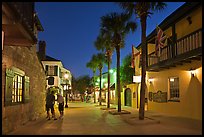 Historic street with palm trees and old buidlings. St Augustine, Florida, USA ( color)