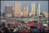 Shipping containers and skyline, Port of Miami. Florida, USA ( color)