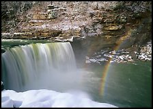 Double rainbow over Cumberland Falls in winter. Kentucky, USA (color)